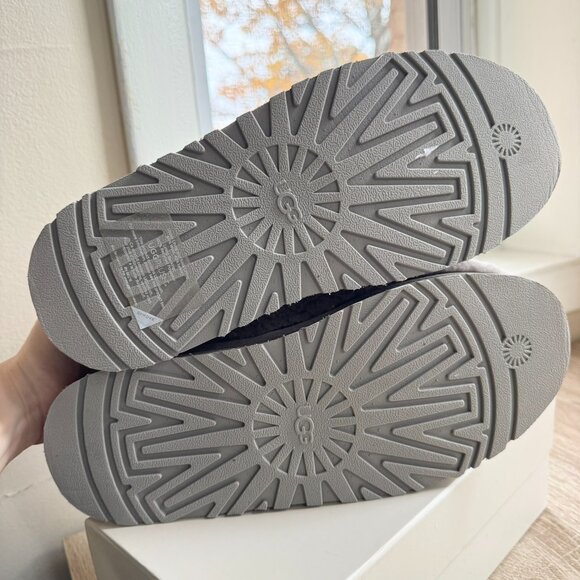 New UGG Tazz Maxi Curly Shearling Platform Slippers Smoke Plum Grey Womens 8 - Picture 8 of 16